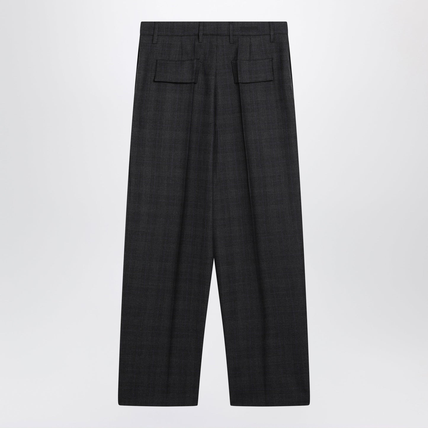 Prada Grey Wool Trousers With Check Pattern Women PRADA