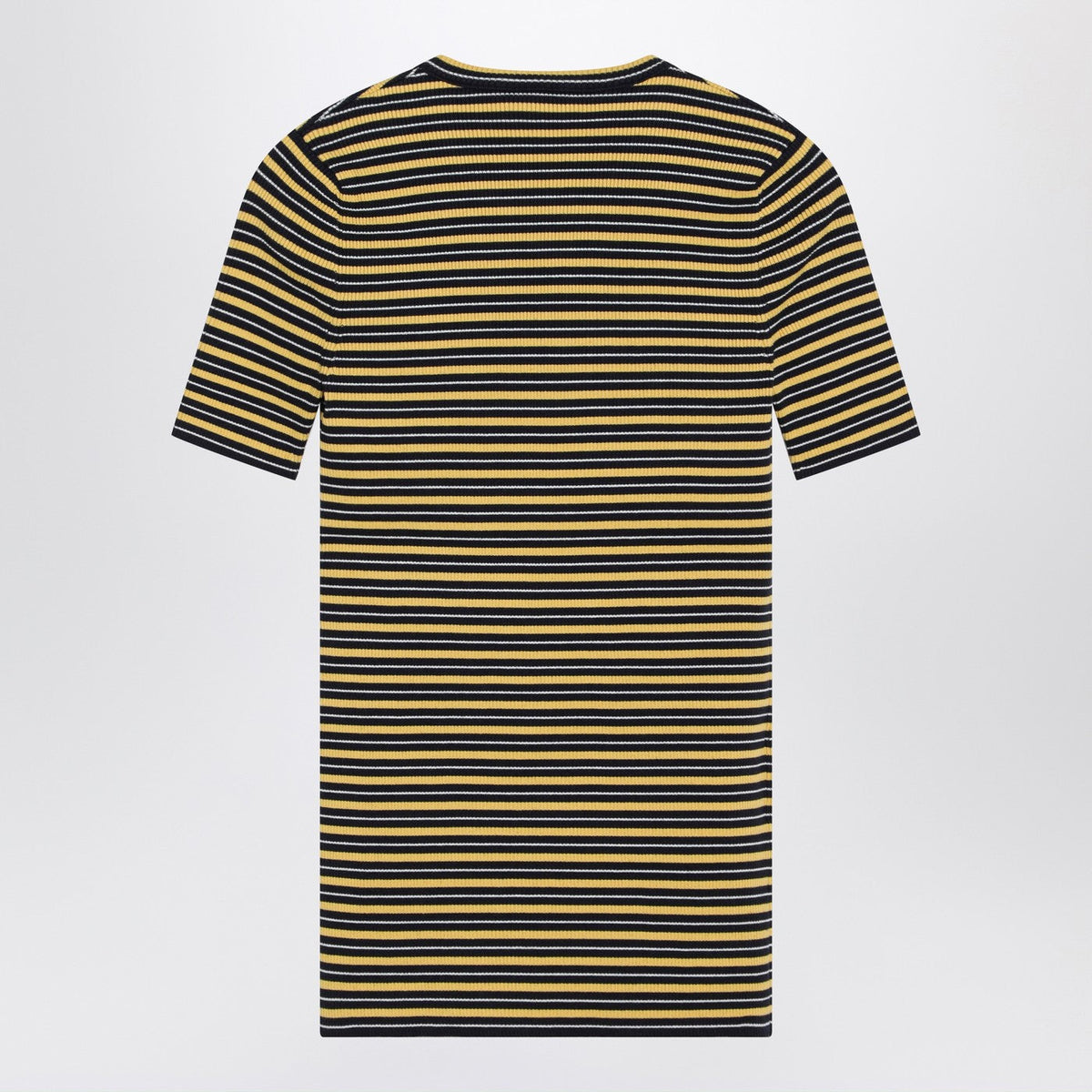 Prada Navy/Yellow Striped Stretch Cotton T-Shirt Women PRADA
