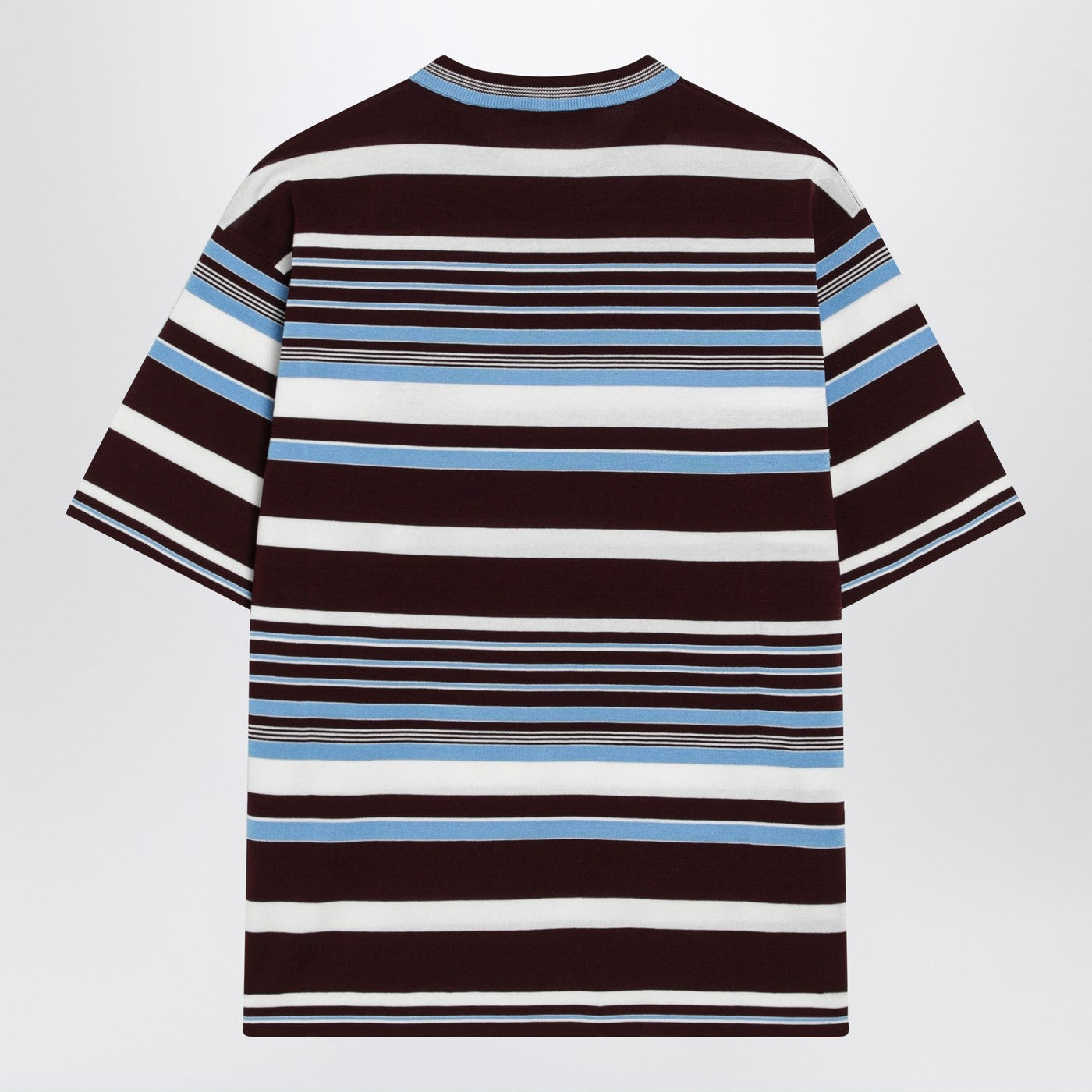 Prada Amaranth And Light Blue Striped Cotton T-Shirt Women PRADA