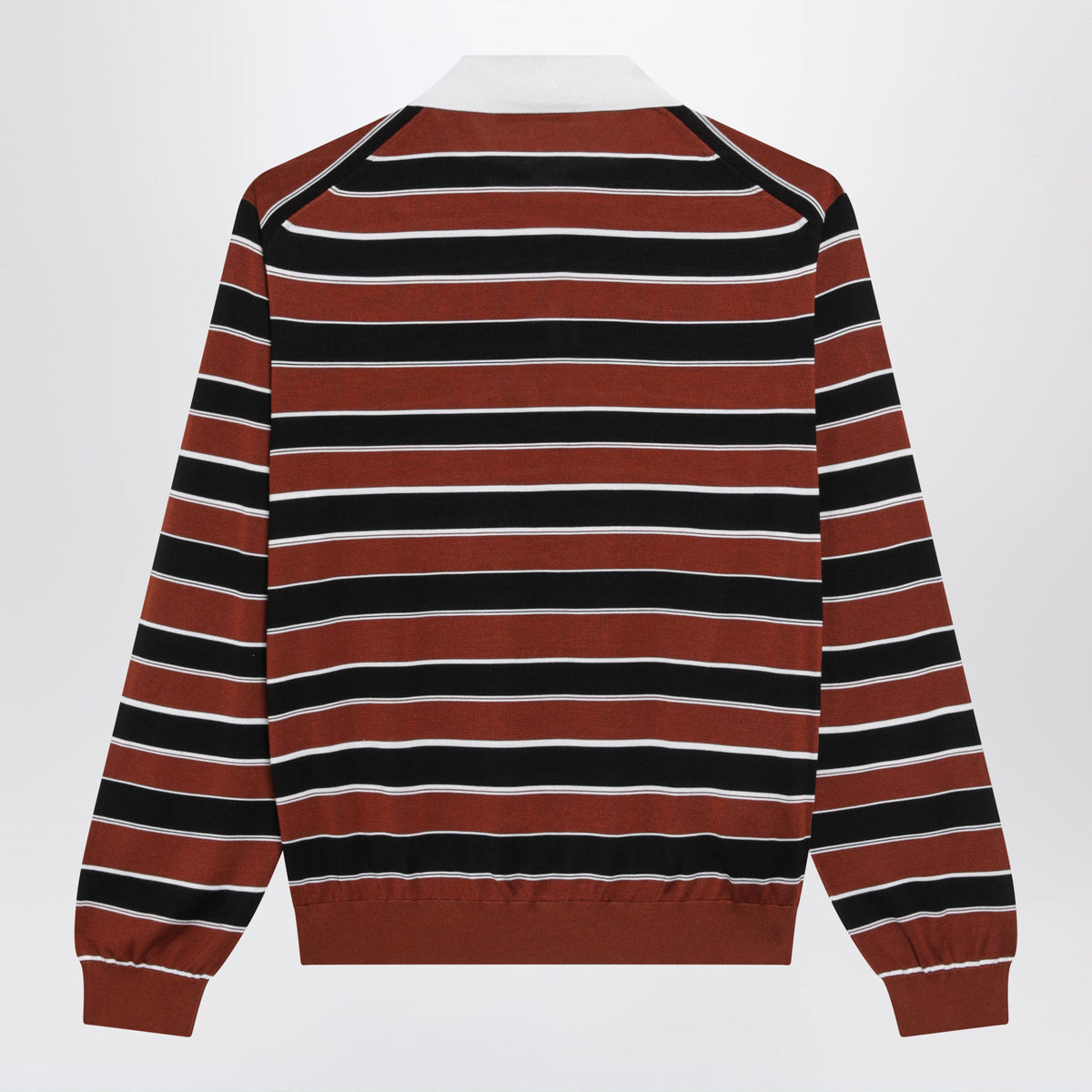 Prada Rust/Black Striped Silk Polo Women PRADA