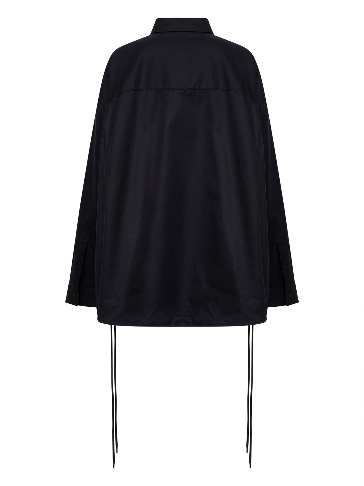 Balenciaga Women Black Cotton Gabardine Lace-Up Shirt BALENCIAGA