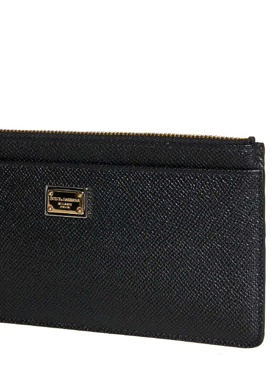 Dolce & Gabbana Women Large Black Dauphine Leather Card Case DOLCE & GABBANA