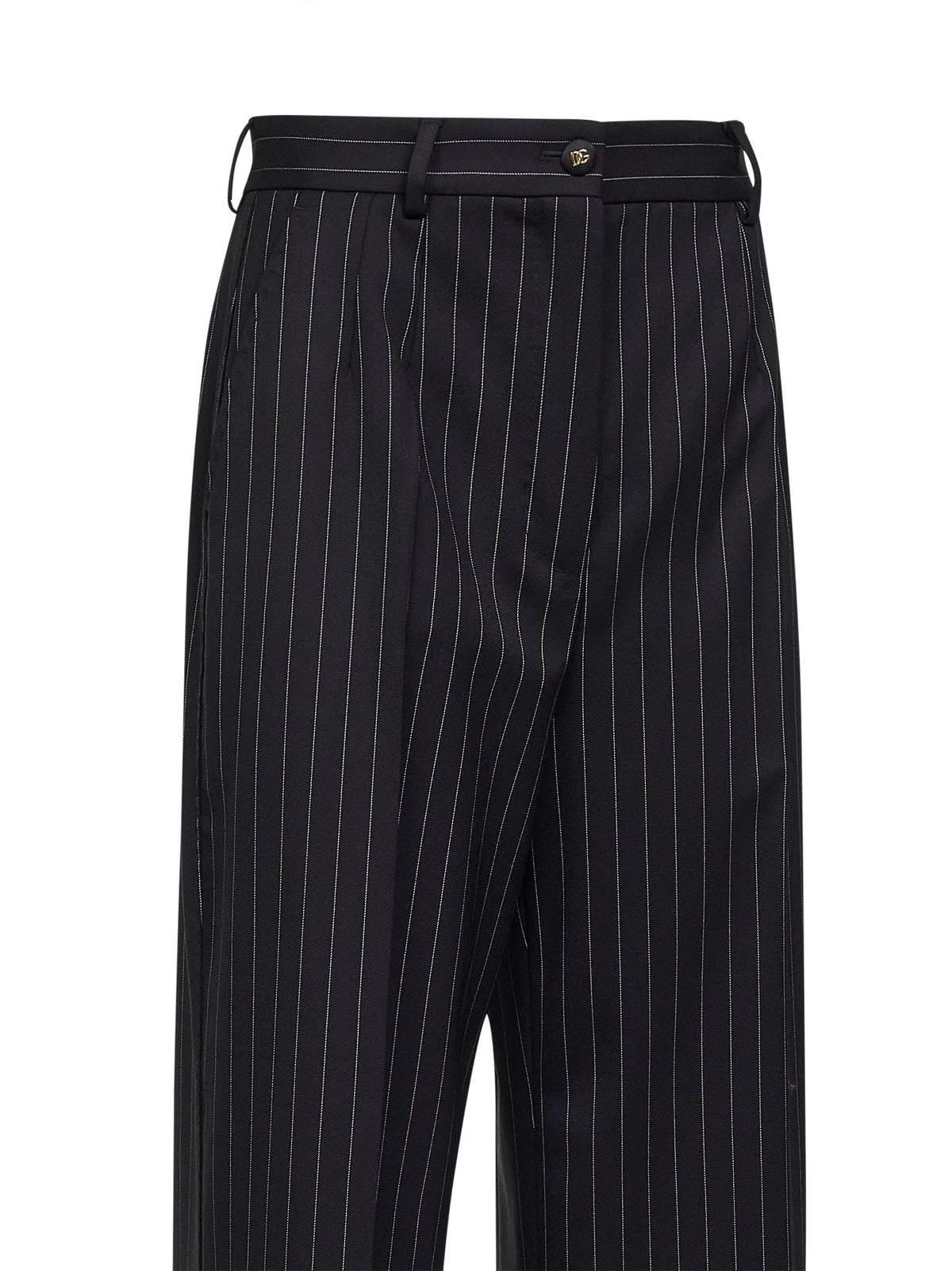 Dolce & Gabbana Women Black Two-Way Stretch Twill Pinstriped Trousers DOLCE & GABBANA