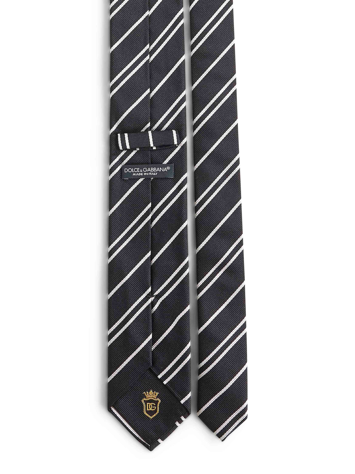 Dolce & Gabbana Men Black Striped Jacquard Silk Martini Tie DOLCE & GABBANA