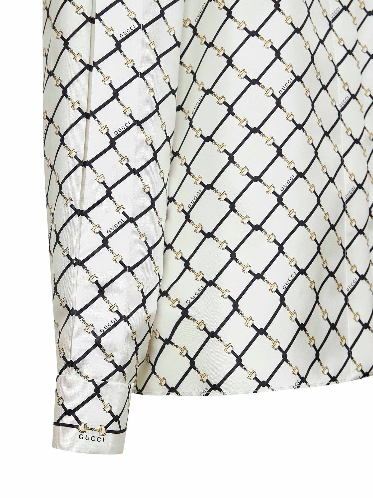 Gucci Women White Printed Silk Twill Shirt GUCCI
