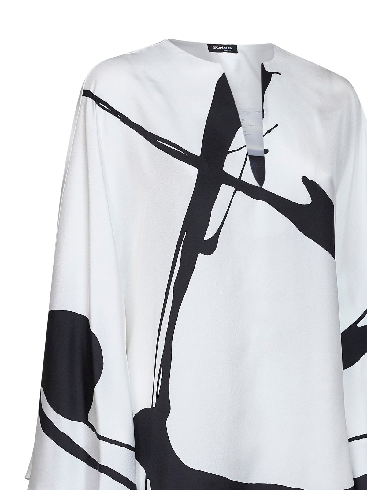 Kiton Women White And Black Printed Silk Tunic KITON