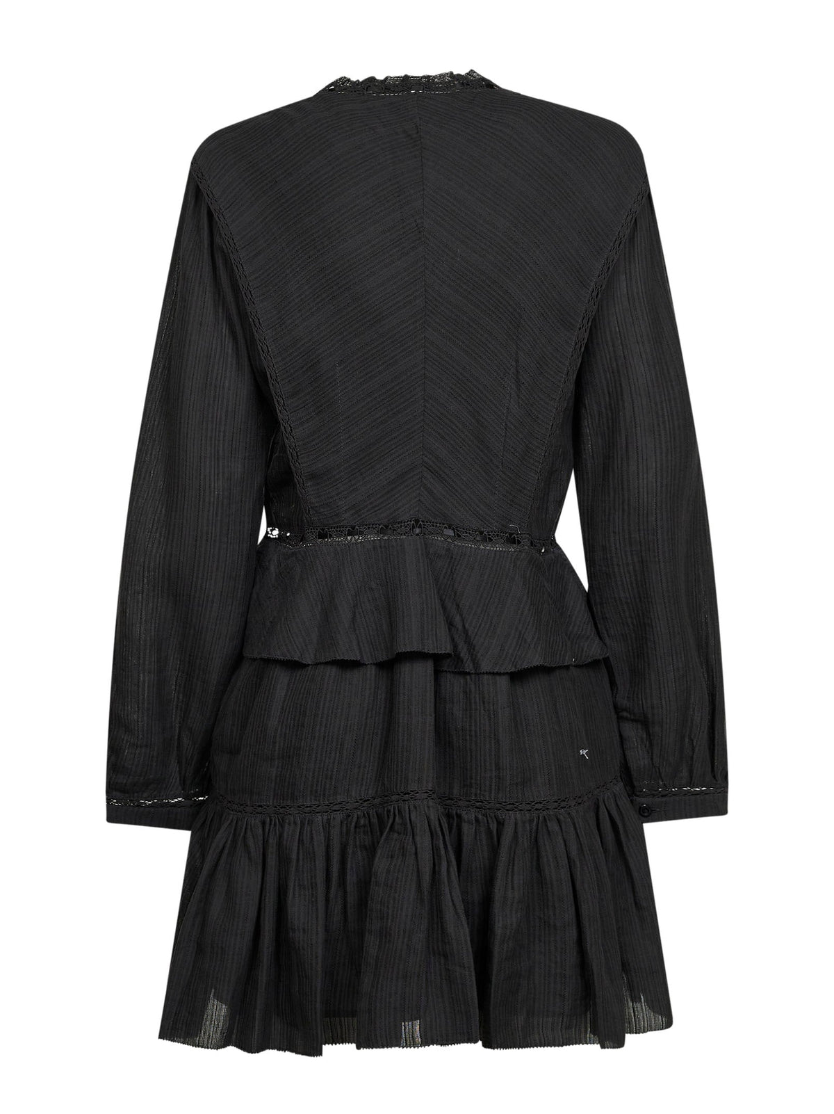 Marant Etoile Women Black Gauze And Lace Damya Mini Dress ISABEL MARANT ETOILE