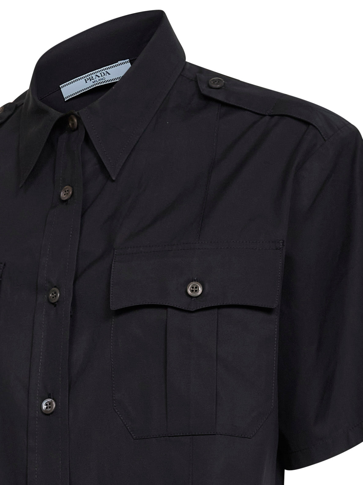 Prada Abbigliamento Women Black Poplin Short-Sleeved Shirt PRADA