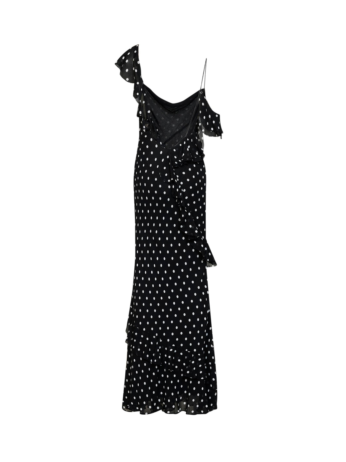 Self Portrait Women Black Polka Dot Georgette Maxi Dress SELF-PORTRAIT