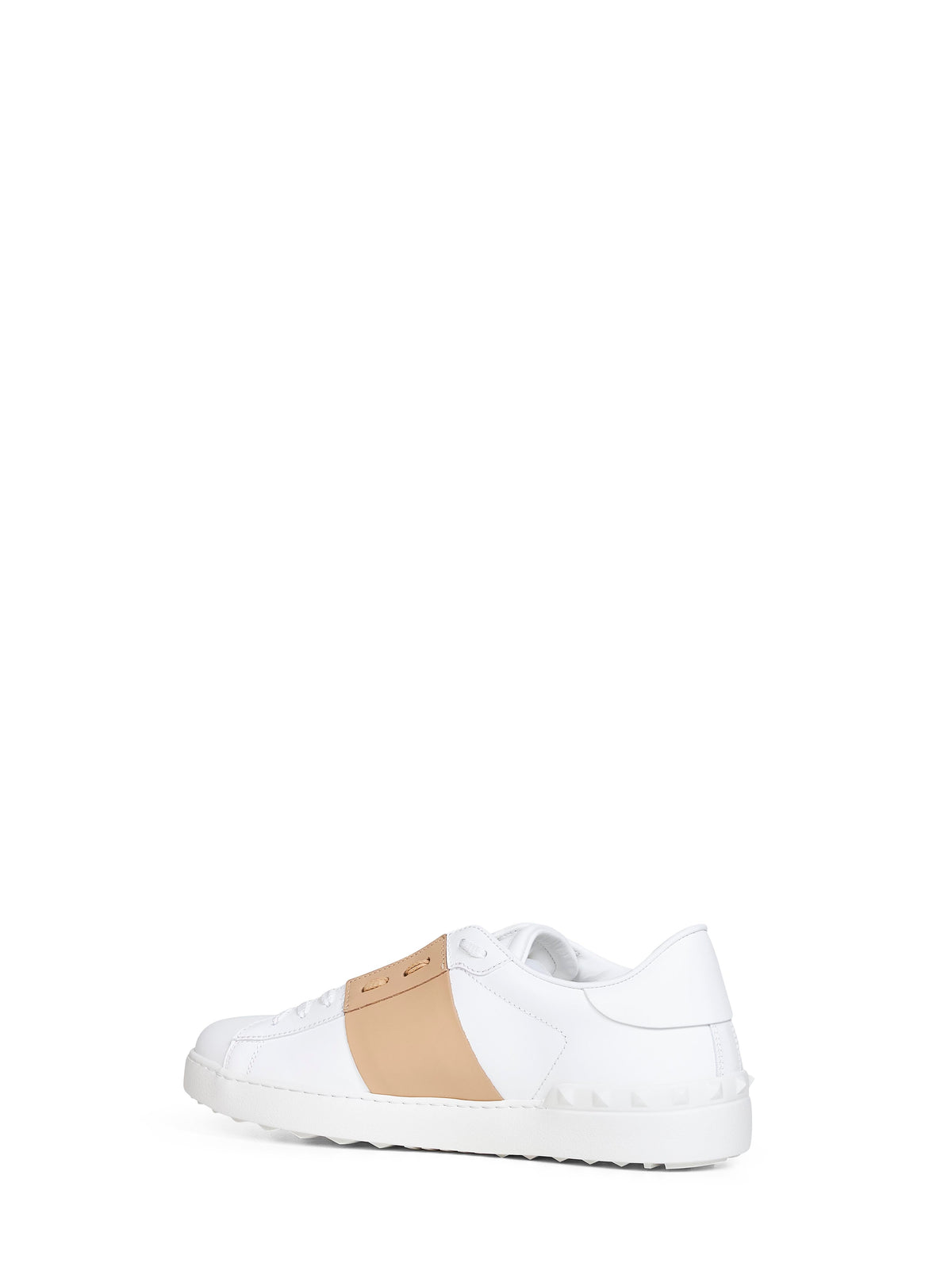 Valentino Garavani Men White And Sahara Calfskin Leather Open Sneakers VALENTINO GARAVANI