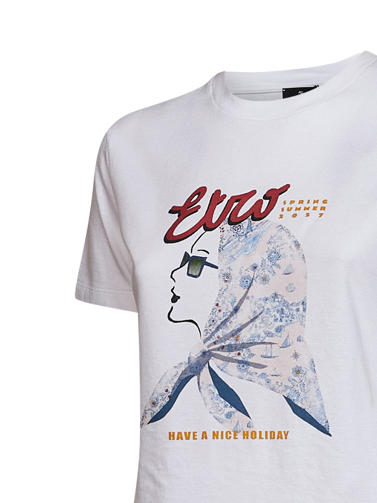 Etro Women White Cotton Jersey Printed T-Shirt ETRO