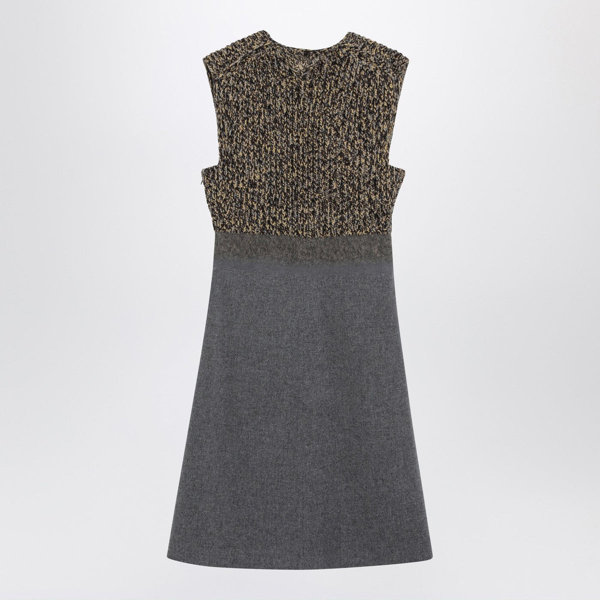 Prada Sleeveless Grey Wool And Cashmere Dress Women