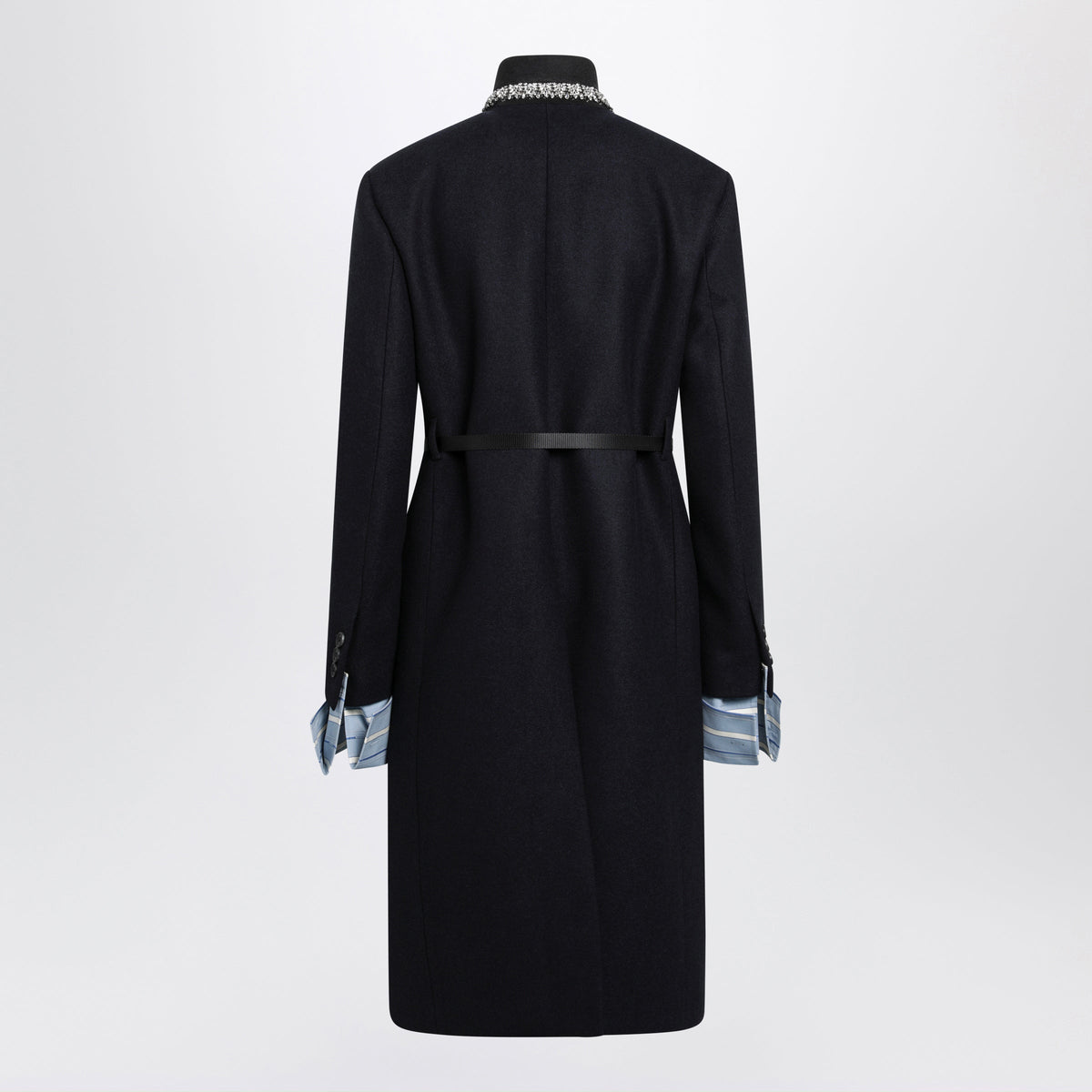 Prada Blue Wool Coat With Belt Women PRADA