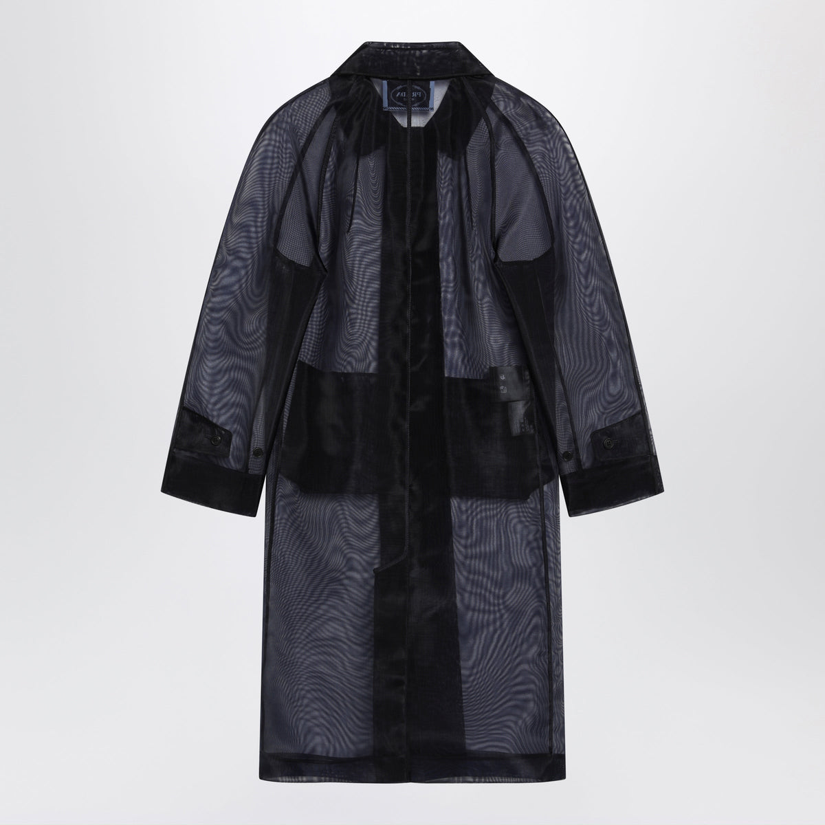 Prada Blue Single-Breasted Overcoat In Crinoline Women PRADA