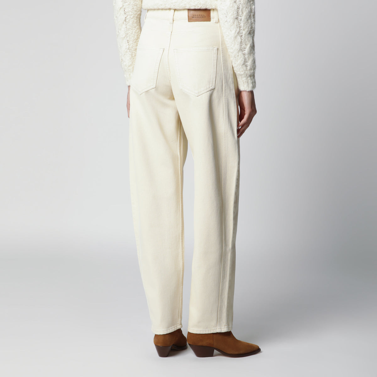 Isabel Marant Lisha Barrel Jeans In Cotton Denim Beige Women ISABEL MARANT