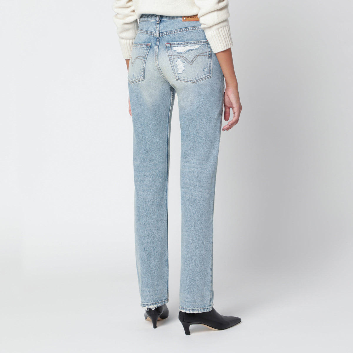 Isabel Marant Light Blue Daya Vintage-Effect Cotton Jeans Women ISABEL MARANT