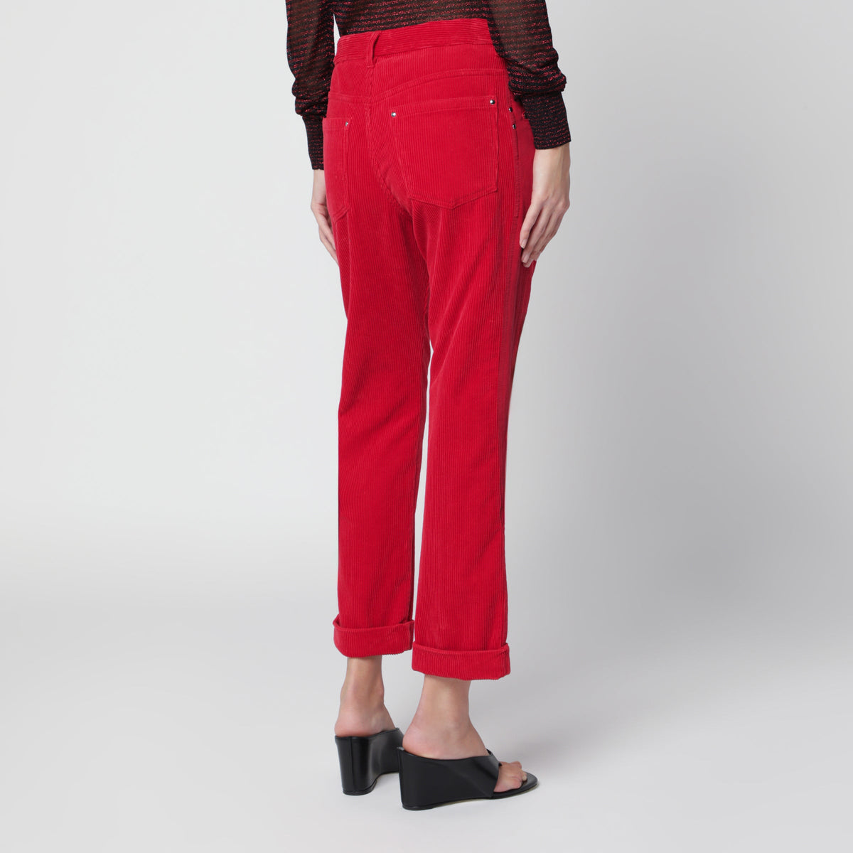 Isabel Marant Red Revene Cropped Trousers In Corduroy Women ISABEL MARANT