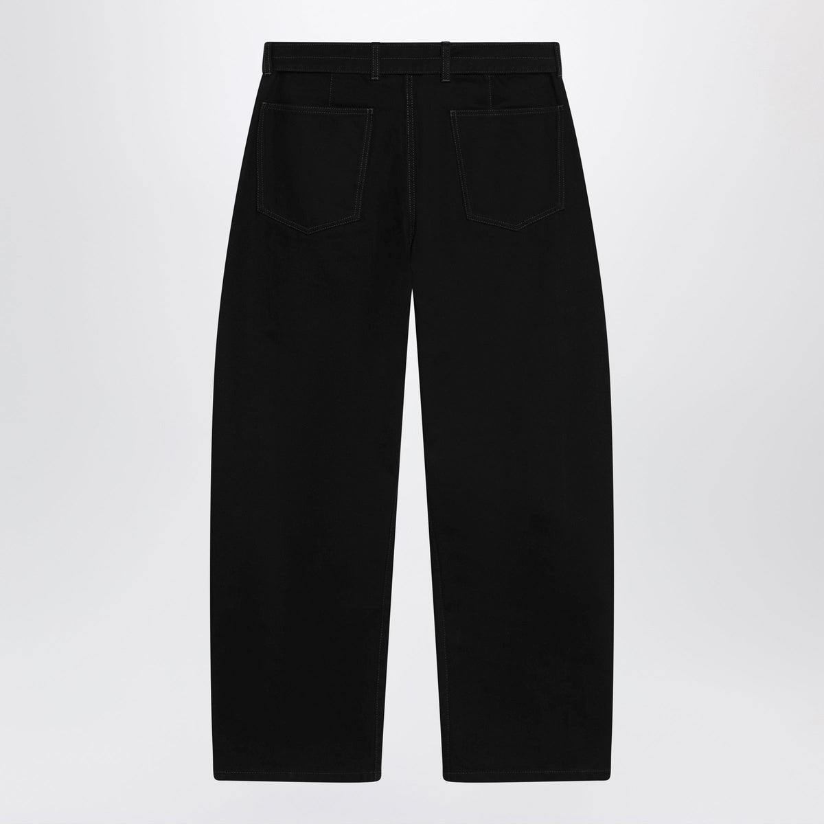 Lemaire Black Cotton Trousers With Belt Men LEMAIRE