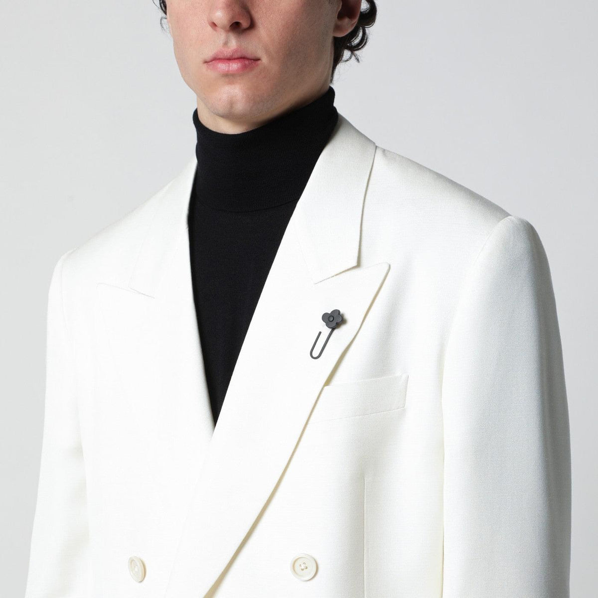 Lardini White Viscose Double-Breasted Suit Men Lardini