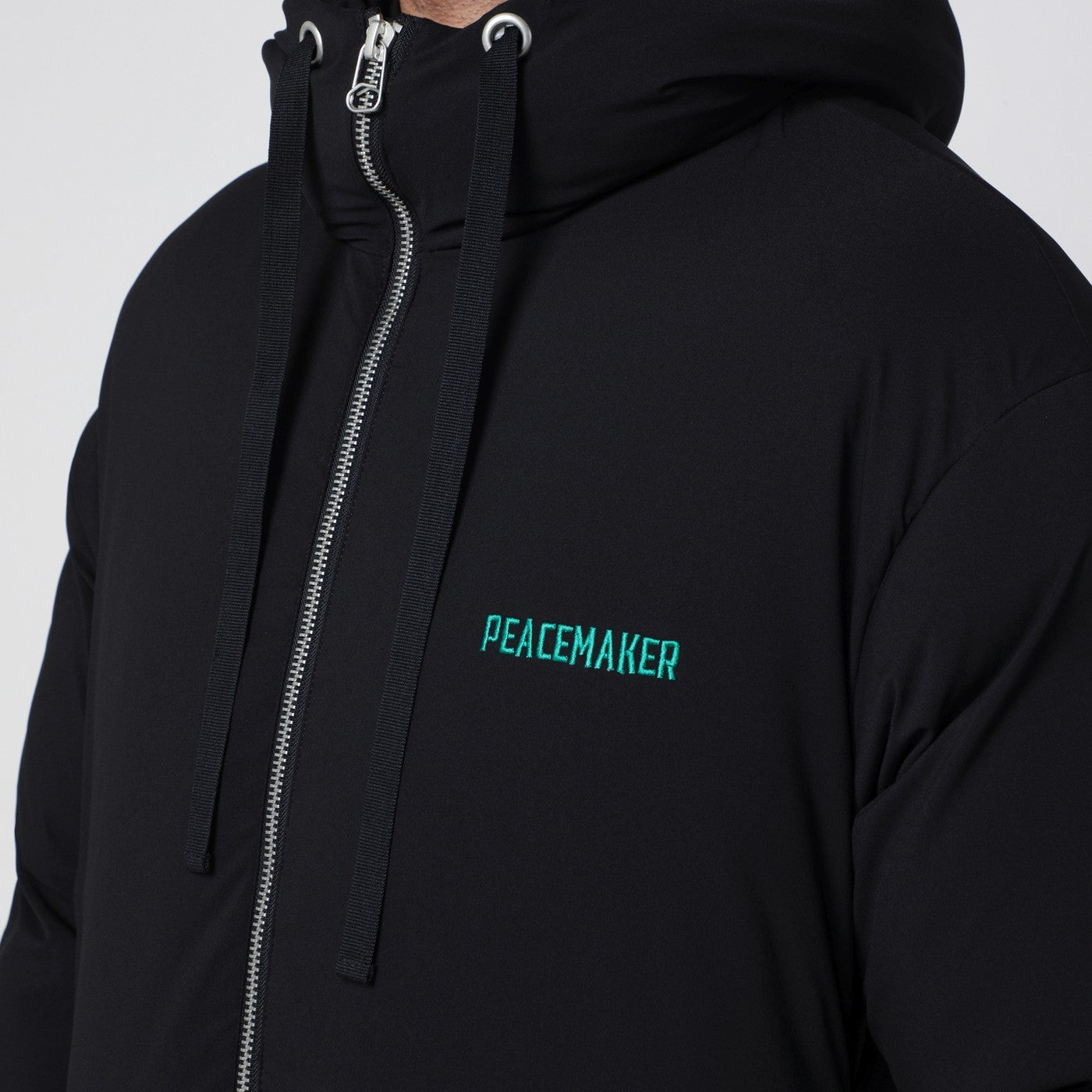 Oamc Black Peacemaker Puffer Jacket With Logo Embroidery Men OAMC
