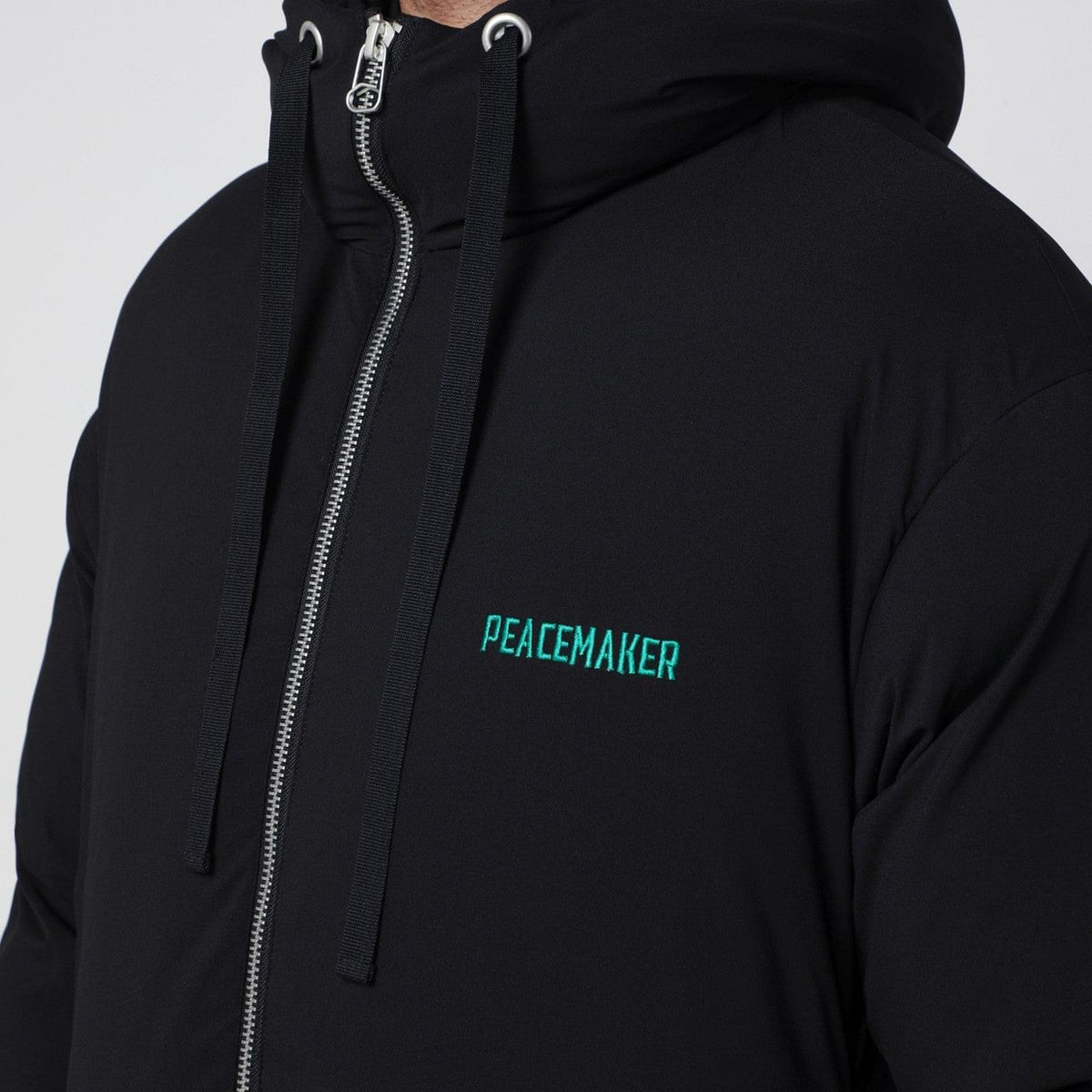 Oamc Black Peacemaker Puffer Jacket With Logo Embroidery Men OAMC