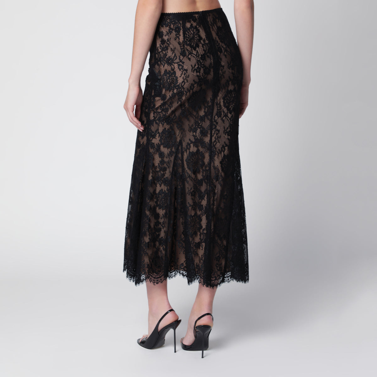 Self-Portrait Lace Midi Skirt In Black Women SELF-PORTRAIT