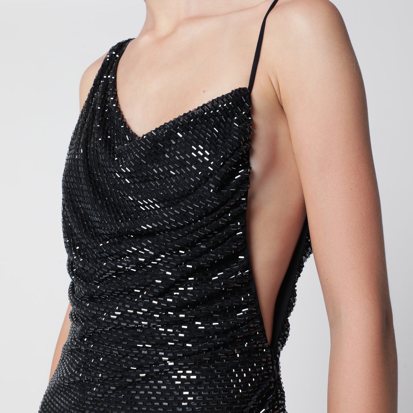 Self-Portrait Draped Rhinestone-Embellished Maxi Dress In Black Women SELF-PORTRAIT