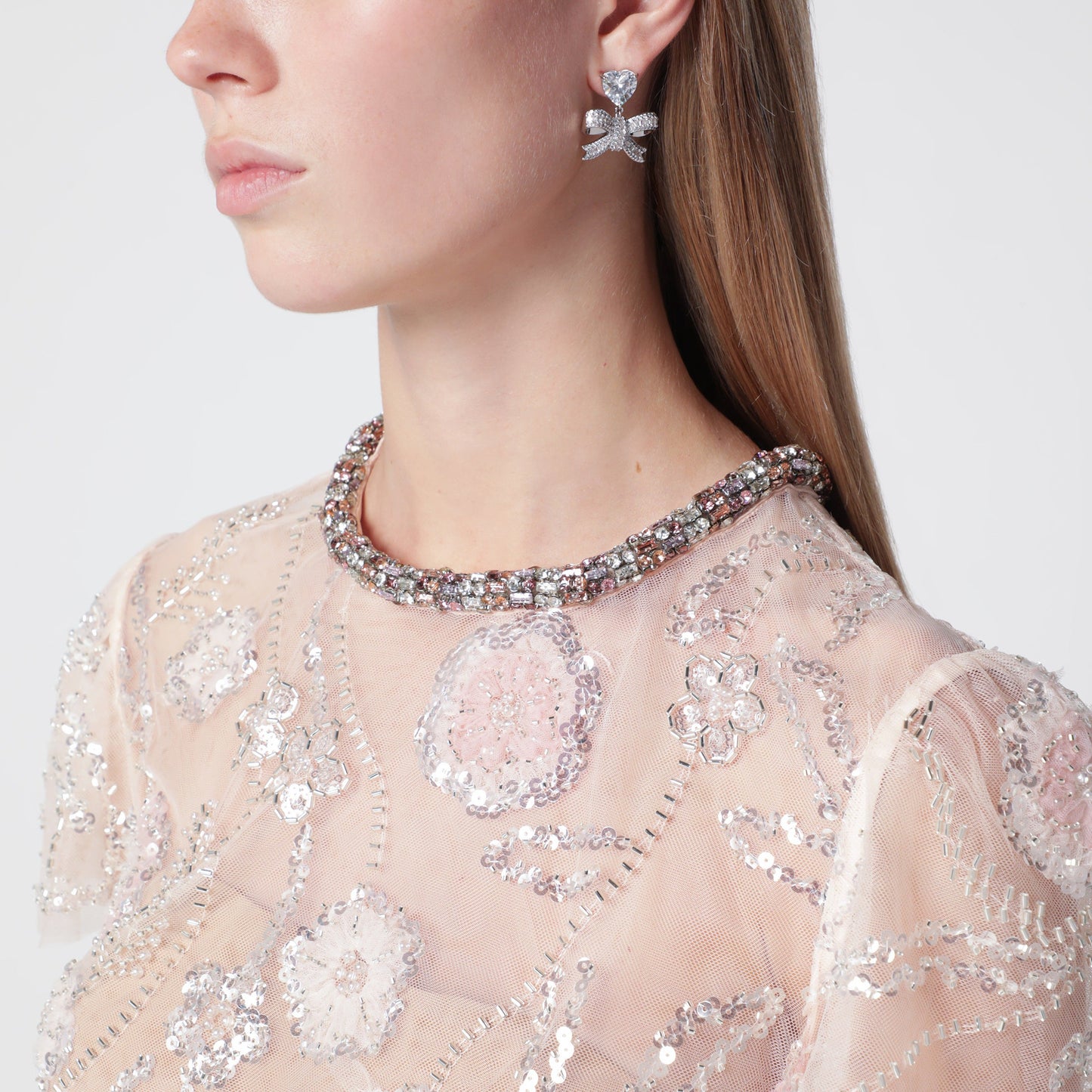 Self Portrait Floral Sequin Midi Dress In Pink Polyester Women SELF-PORTRAIT