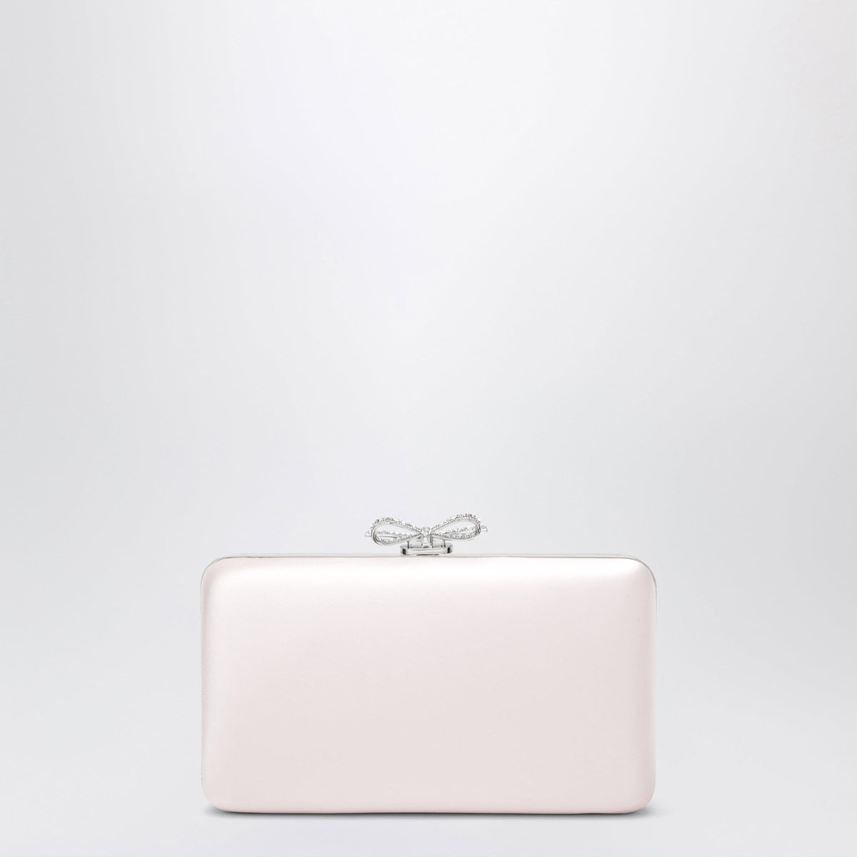 Self-Portrait Satin Clutch With Crystal Bow In Pink Women SELF-PORTRAIT