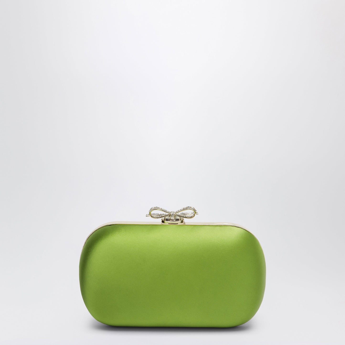 Self-Portrait Green Satin Clutch Bag Women SELF-PORTRAIT
