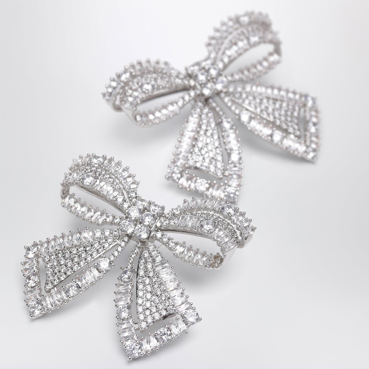 Self-Portrait Crystal Bow Earrings In Silver-Plated Brass Women SELF-PORTRAIT