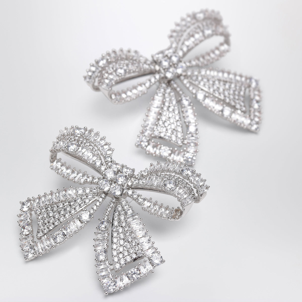 Self-Portrait Crystal Bow Earrings In Silver-Plated Brass Women SELF-PORTRAIT
