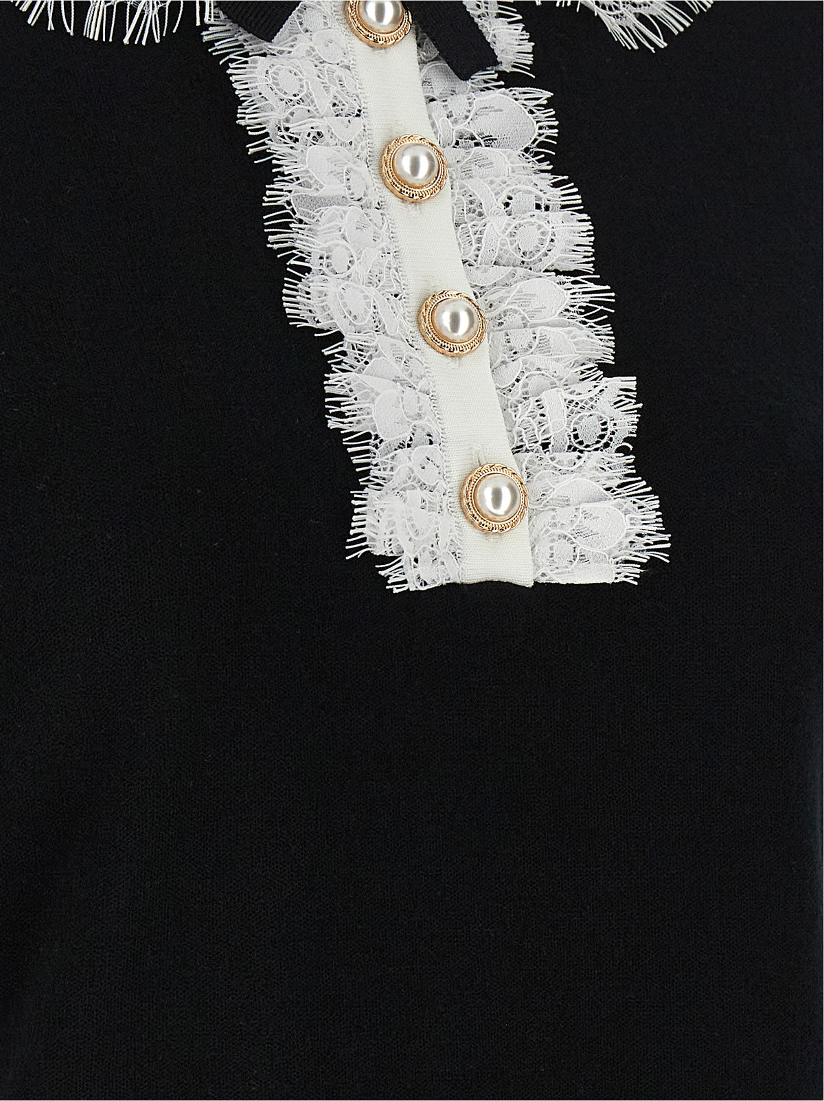 Self Portrait Women 'Black Knit Lace Collar' Top SELF-PORTRAIT