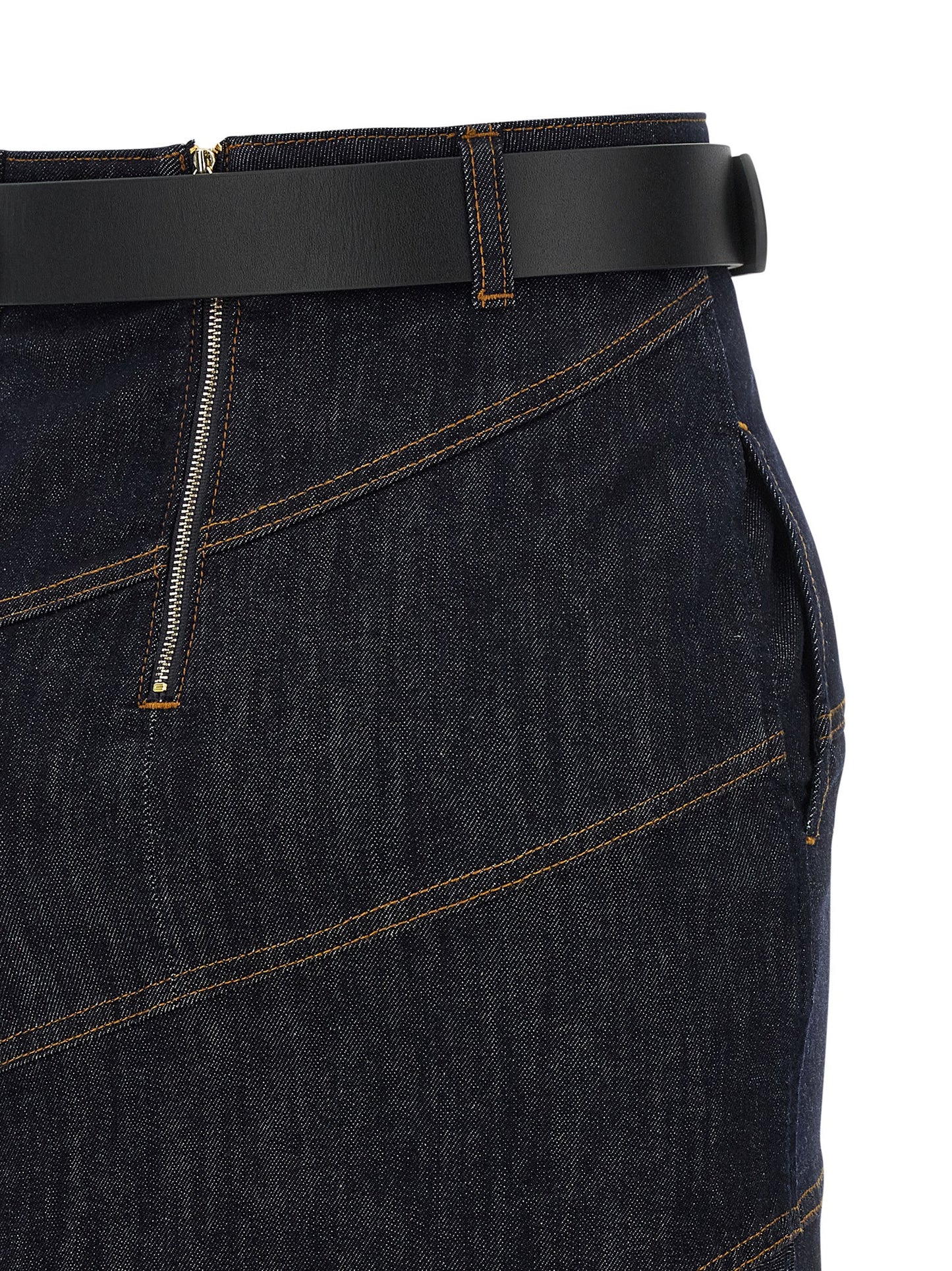Self Portrait Women 'Indigo Denim Belted Midi' Skirt