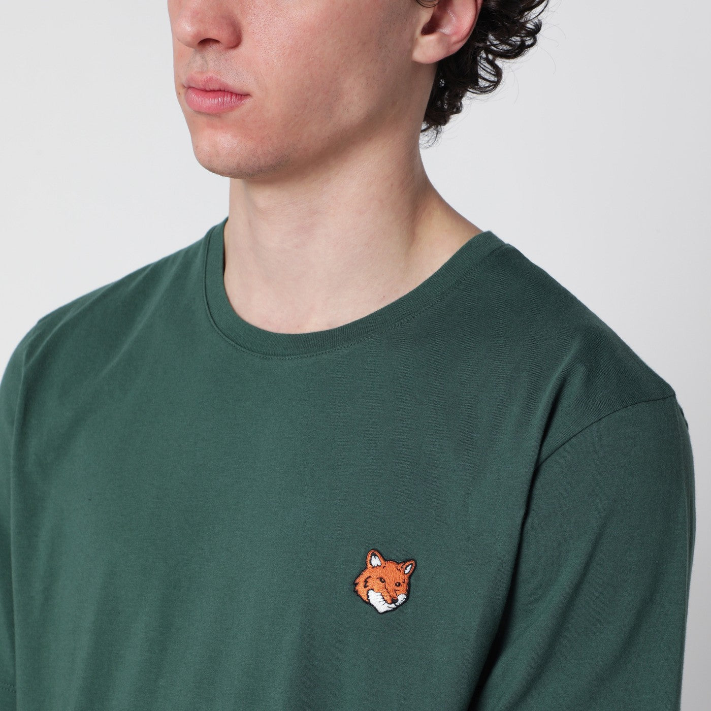 Maison Kitsune Bottle Green Fox Head Regular-Fit T-Shirt Men Maison Kitsune