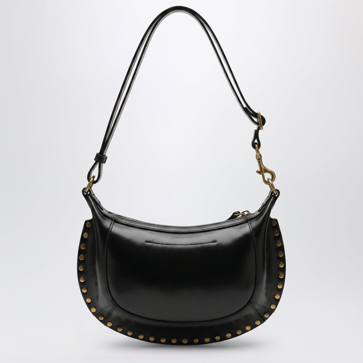 Isabel Marant Oskan Moon Studded Calfskin Leather Bag In Black Women ISABEL MARANT