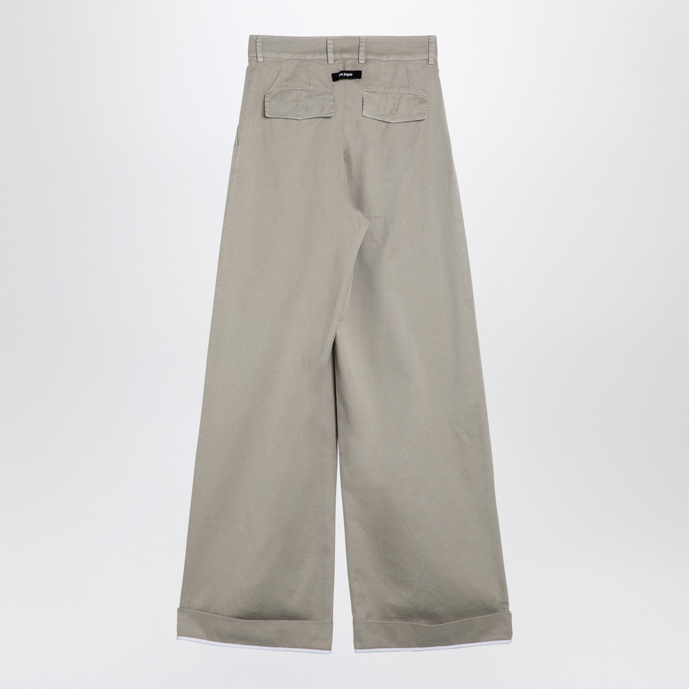 Palm Angels Beige Cotton Wide Trousers Women PALM ANGELS