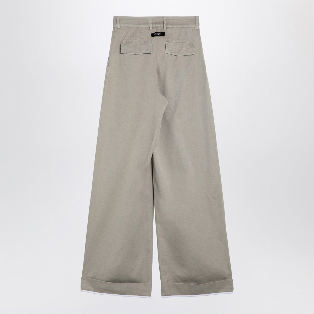 Palm Angels Beige Cotton Wide Trousers Women PALM ANGELS