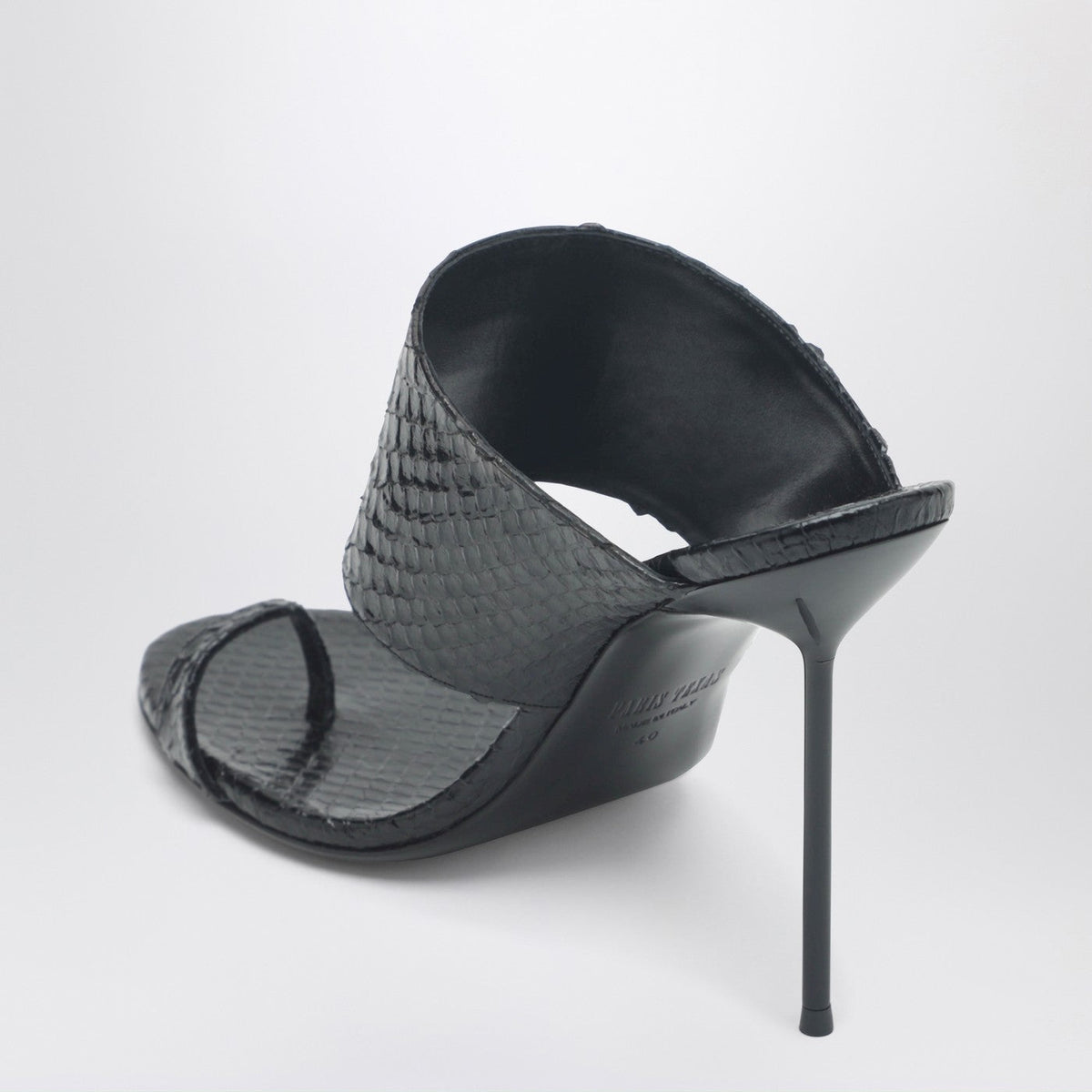 Paris Texas Lidia Python-Effect Black Leather Thong Mule Women PARIS TEXAS