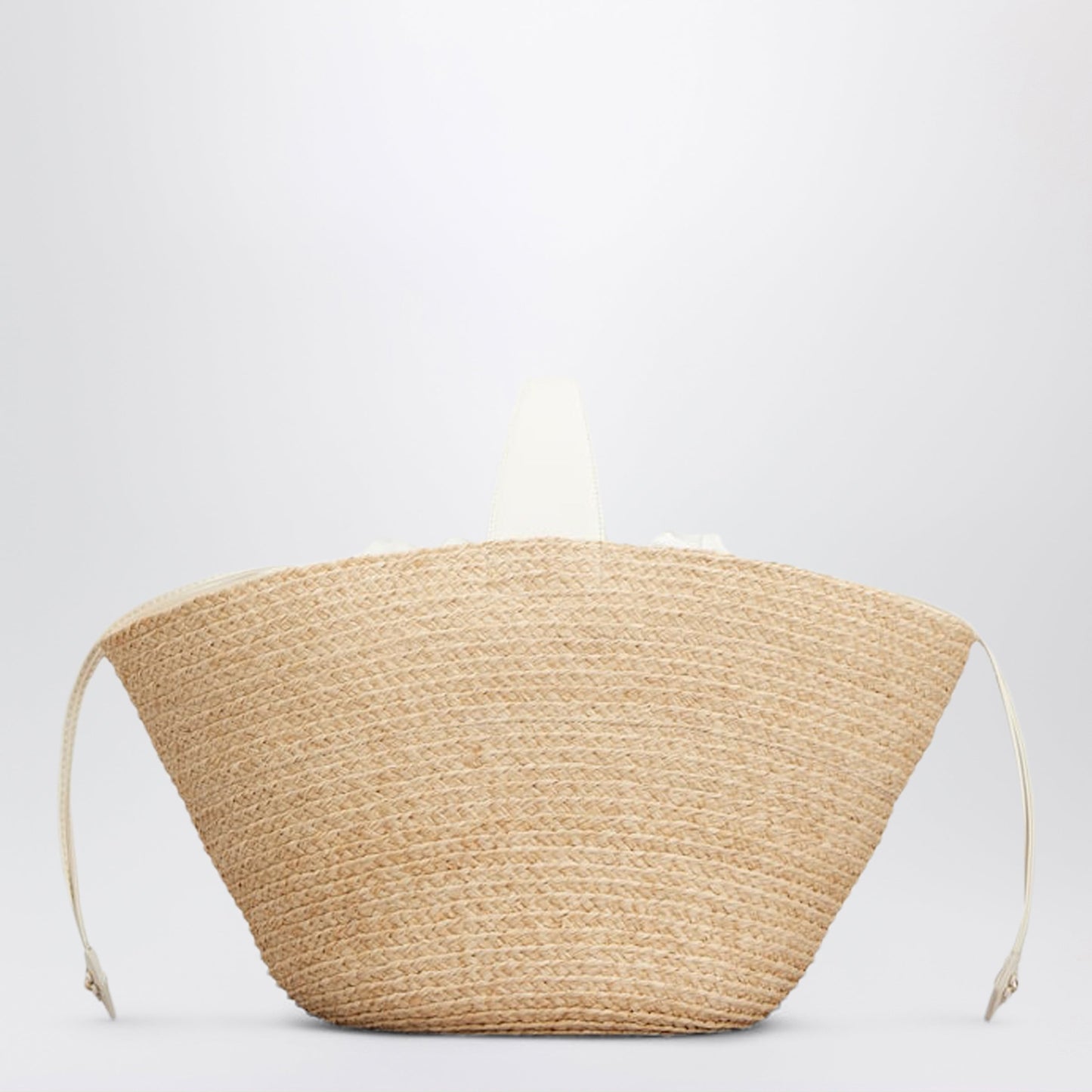 Roger Vivier Viv' Skate Shopping Bag In Beige/White Raffia Women ROGER VIVIER