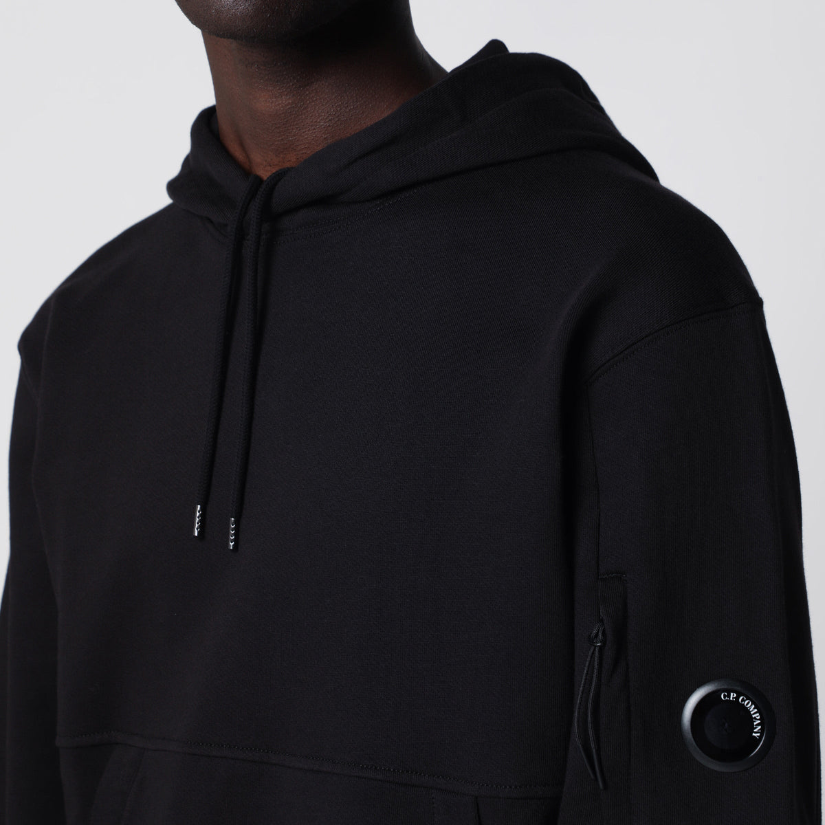 C.P. Company Diagonal-Relief Cotton Fleece Hoodie In Black Men C.P. COMPANY