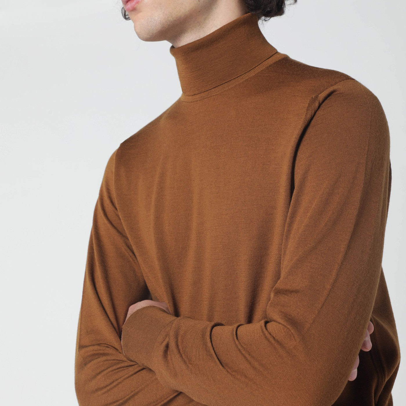 John Smedley Brown Wool Turtleneck Sweater Men JOHN SMEDLEY
