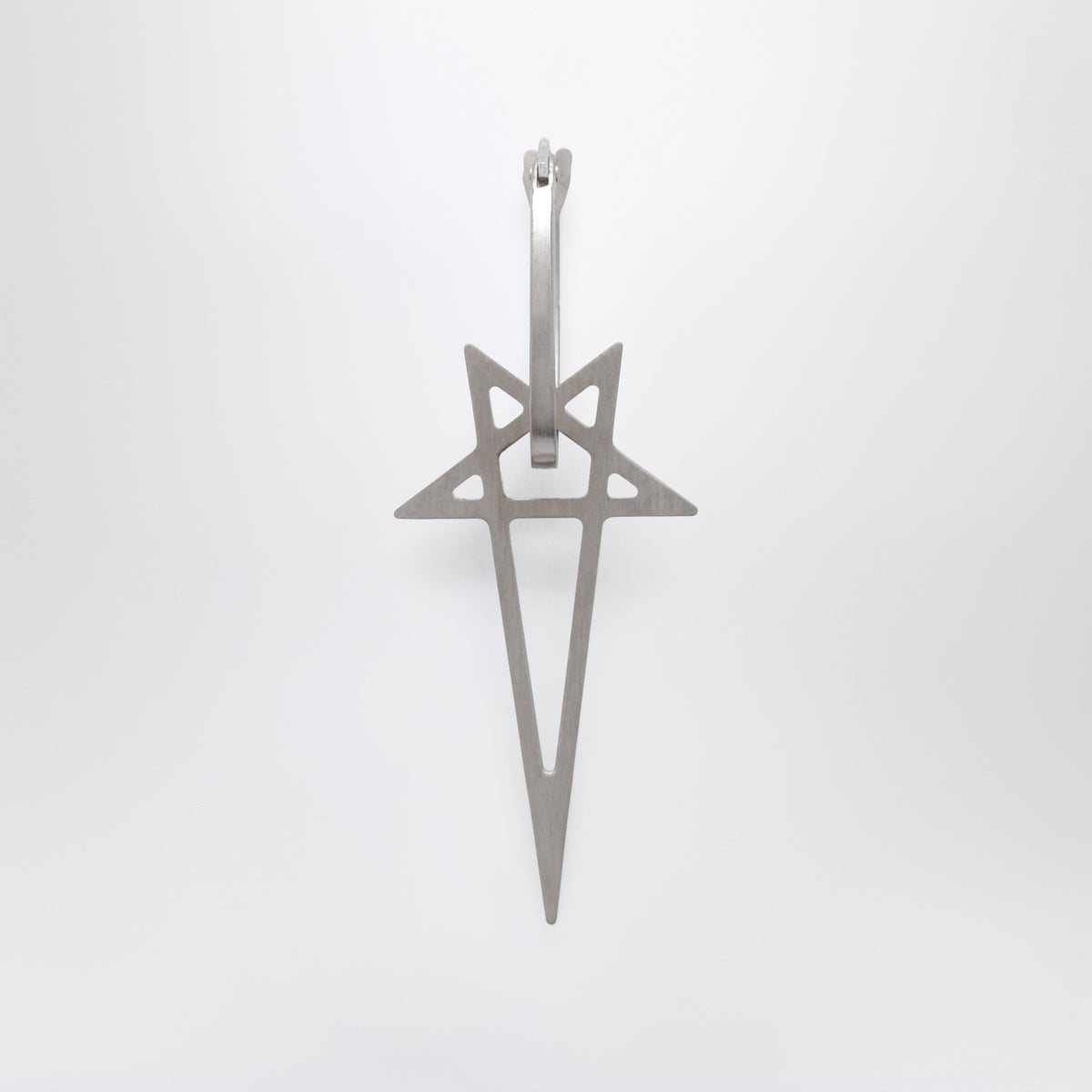 Rick Owens Palladium-Finished Silver Pentagram Earring Men RICK OWENS