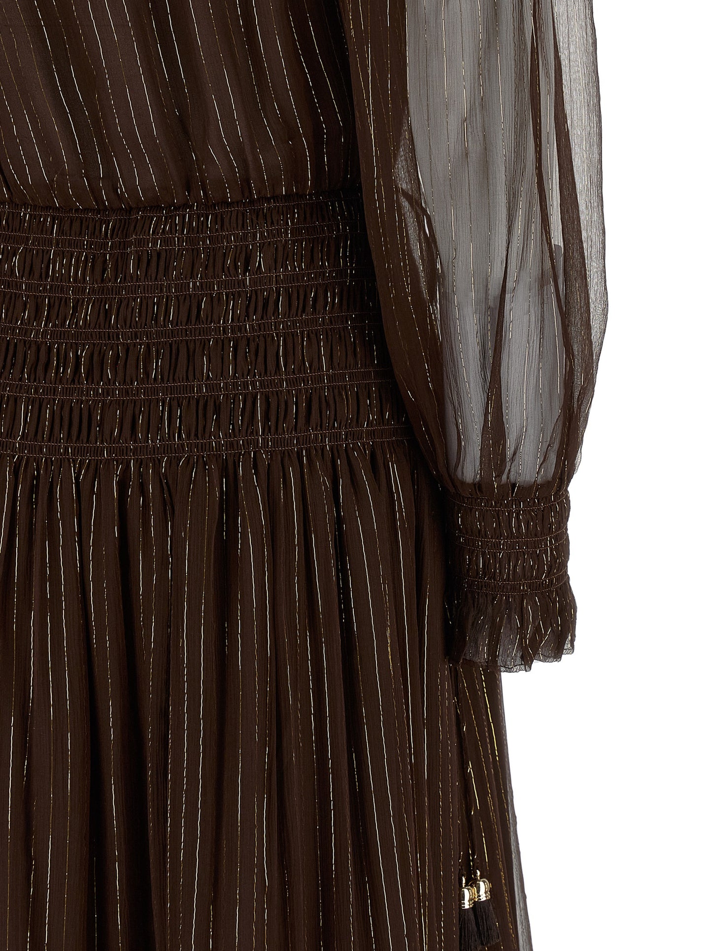 Self Portrait Women 'Brown Georgette Off Shoulder Maxi' Dress SELF-PORTRAIT