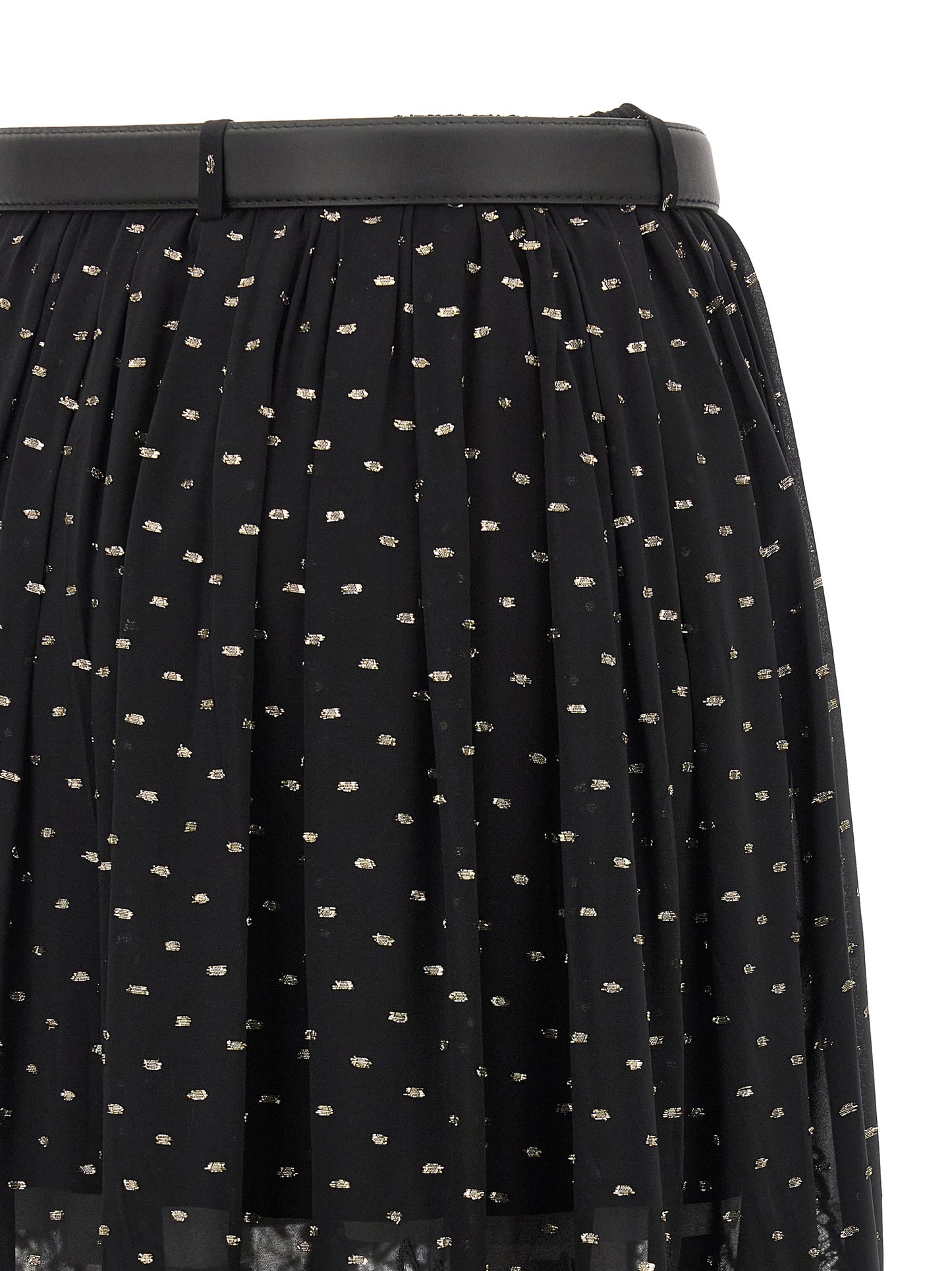 Self Portrait Women 'Black And Gold Chiffon Lace Maxi' Skirt SELF-PORTRAIT