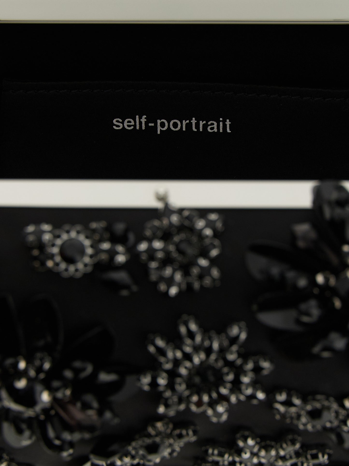 Self Portrait Women 'Black Satin Floral Crystal' Clutch SELF-PORTRAIT