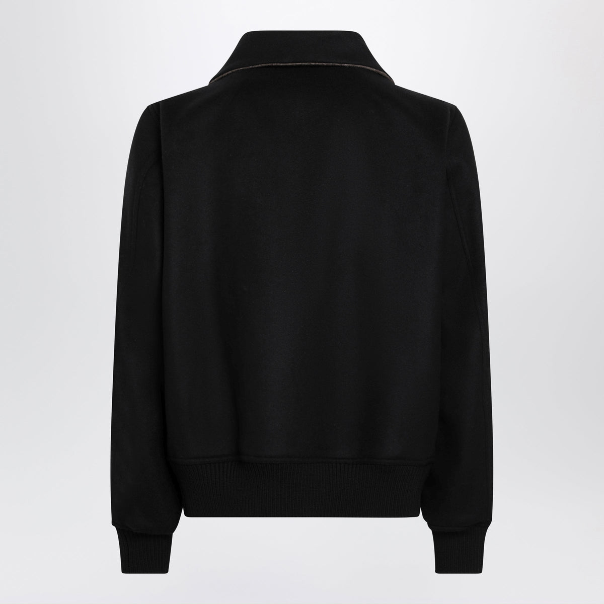 Rick Owens Dracuflight High-Neck Bomber Coat In Virgin Wool, Black Men