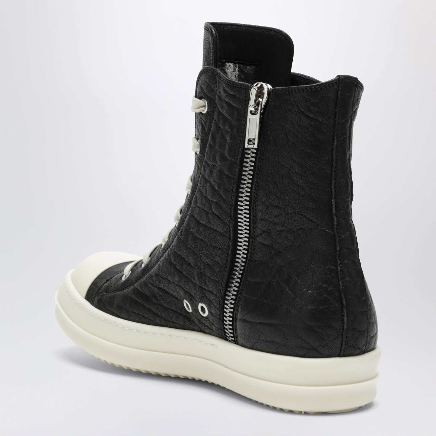 Rick Owens Black High-Top Sneakers In Textured Leather Men RICK OWENS