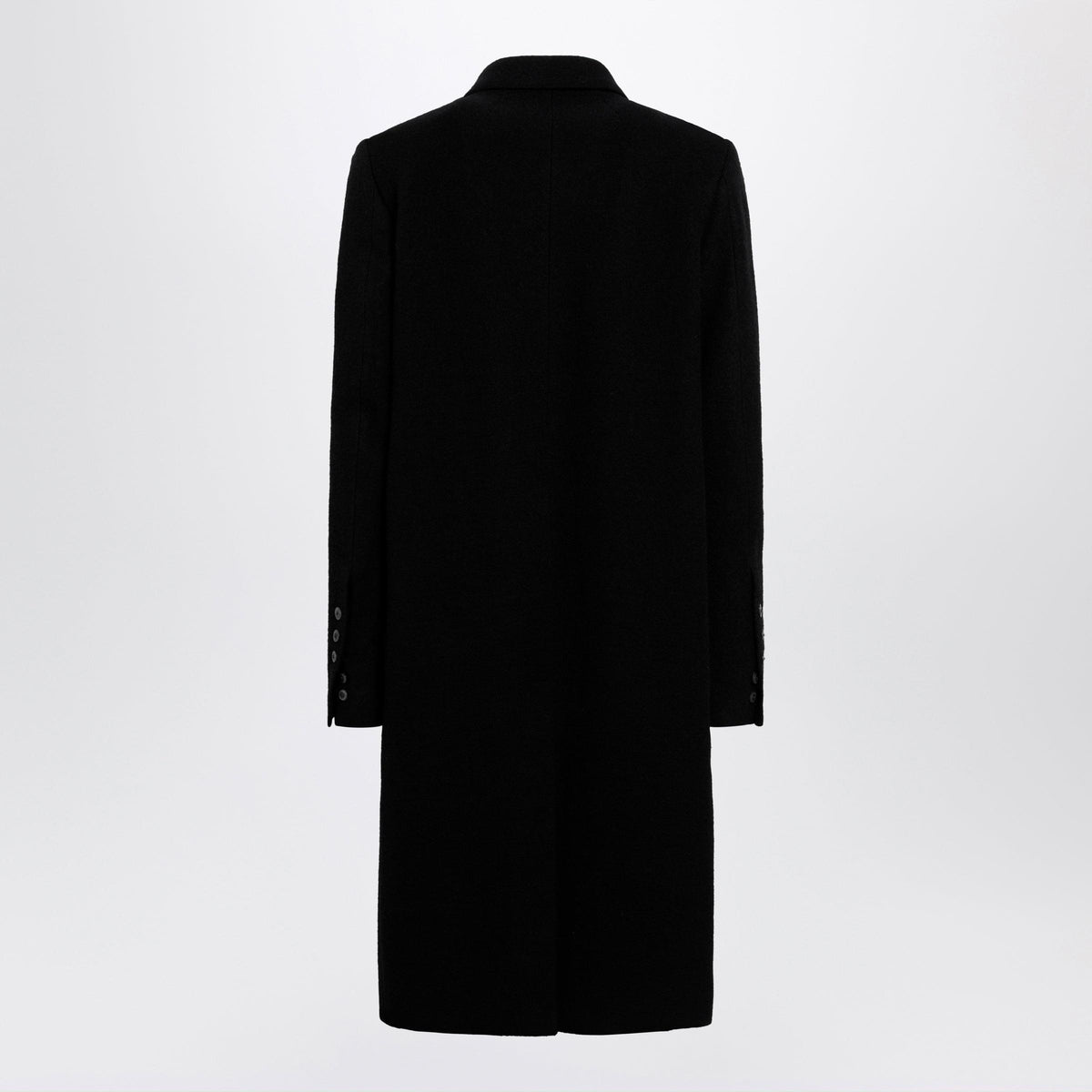Rick Owens Black Single-Breasted Wool Coat Men RICK OWENS