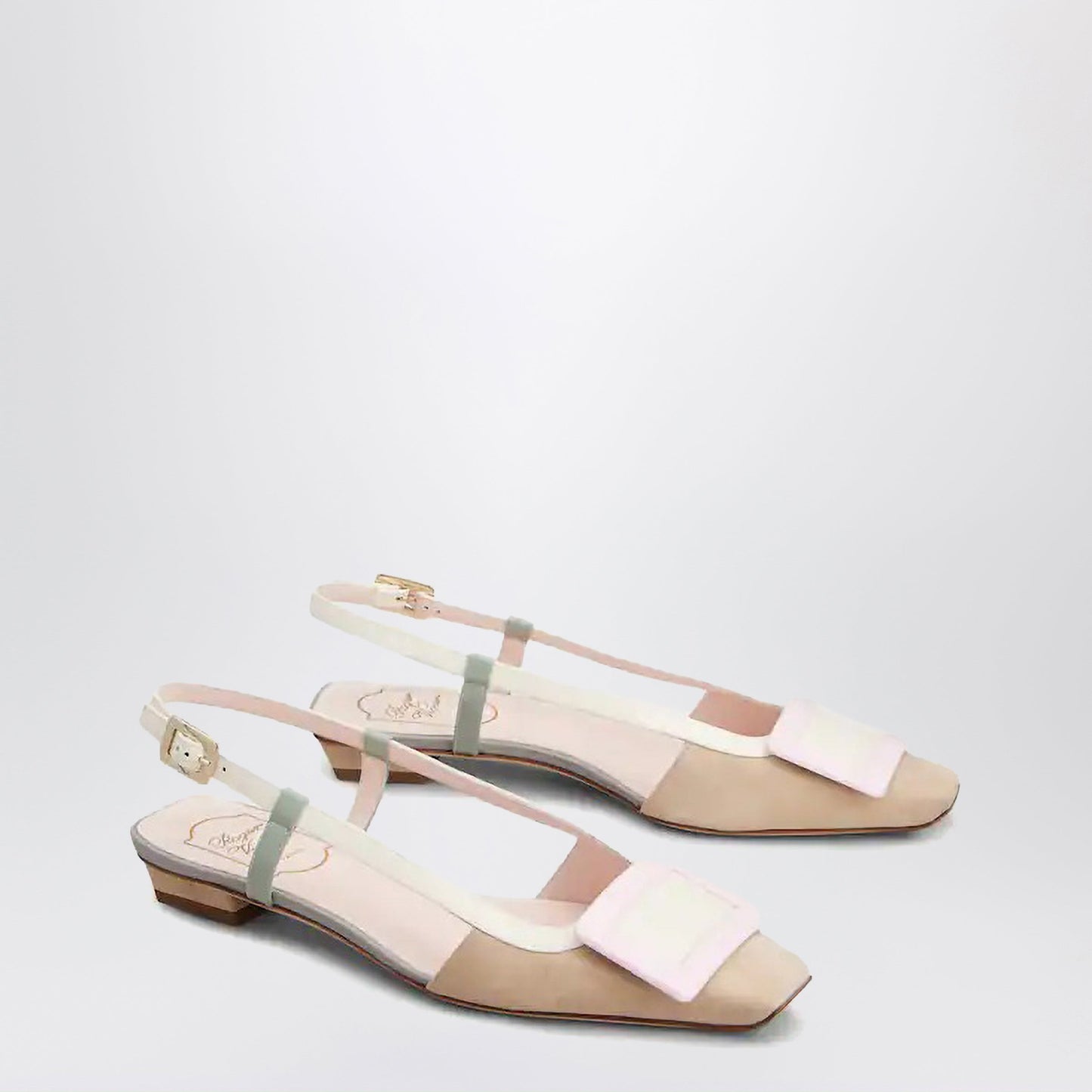 Roger Vivier Belle Vivier Slingback Ballet Flats In Beige/Cream/Purple Suede Women ROGER VIVIER